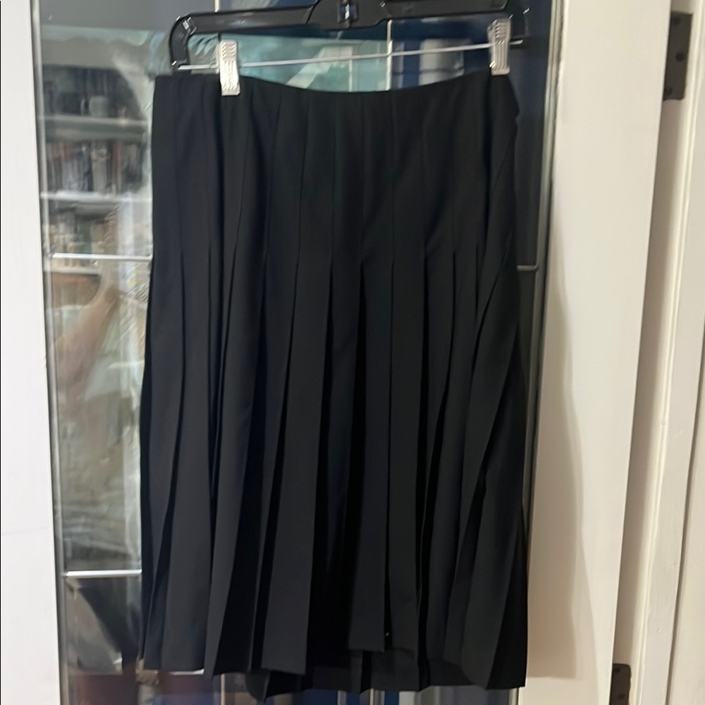 Theory Classic Black A-Line Skirt Lightweight Stretch Wool